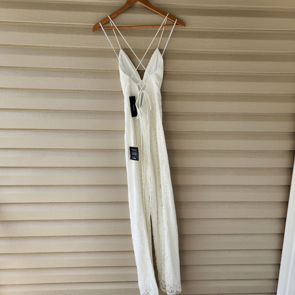 Lulus All About Tonight white lace up jumpsuit size XS - Picture 12 of 12